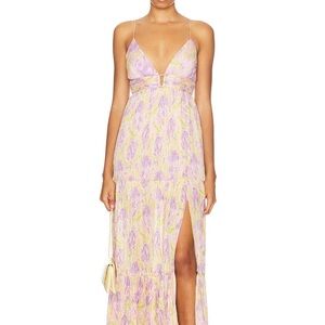 Astr Purple and Yellow Maxi Dress